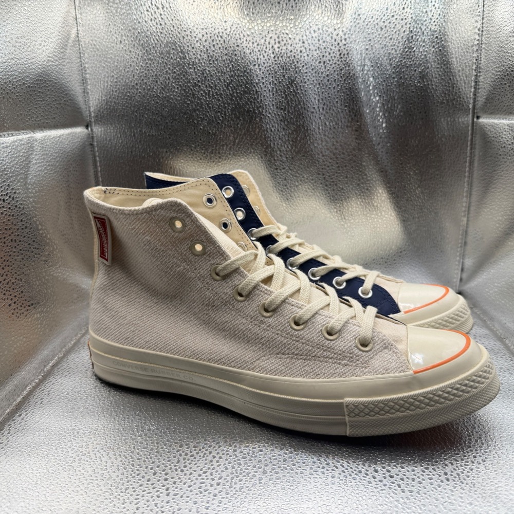 Size 9.5 Converse Chuck 70 High Top Mens Navy Cream Split Textile 165491C